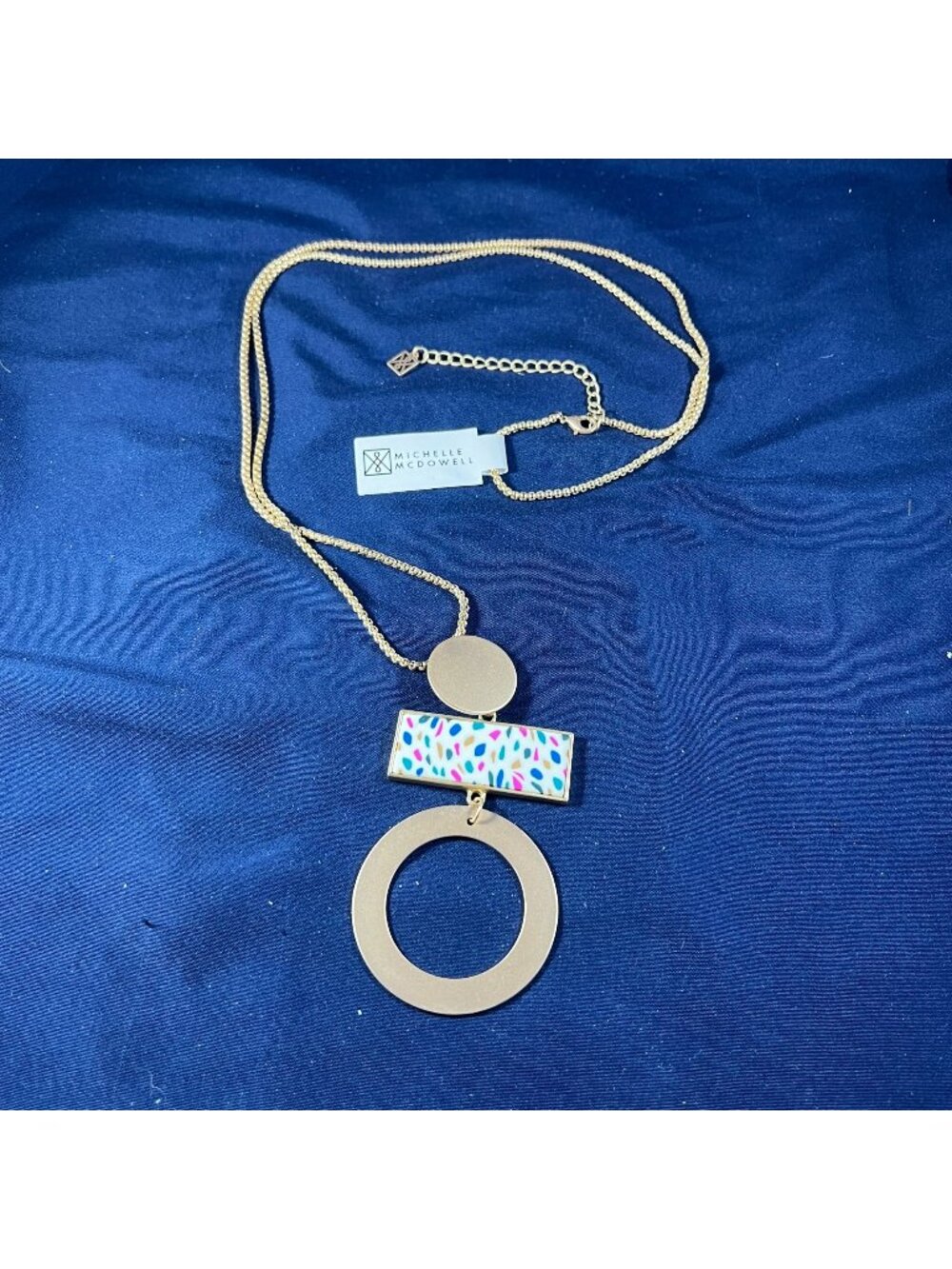 Michelle McDowell Gold Pendant Necklace W/ Colorful Abstract Enamel Accent